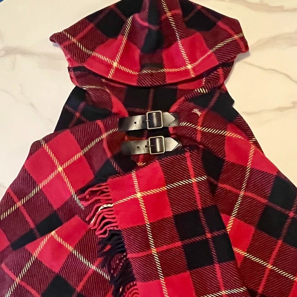 Burberry Japan Blue Label Hooded Tartan Wool Cape  + Gift Bag + Garment Bag - Picture 3 of 16